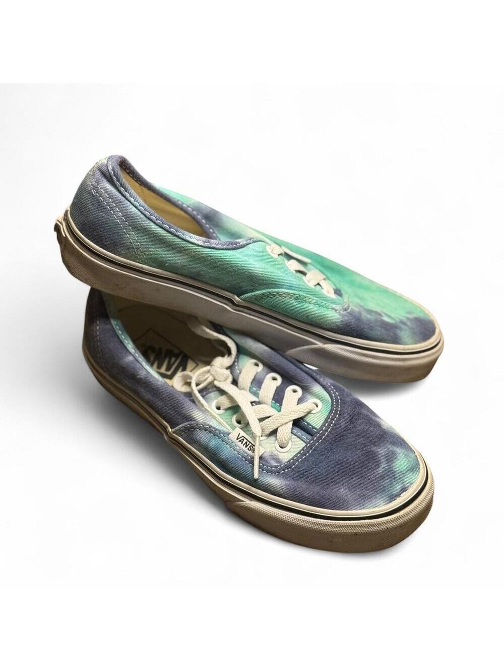 Vans Blue and Green Artsy Tie Dye Canvas Skater Sneakers Mens 5.5 Womens 7